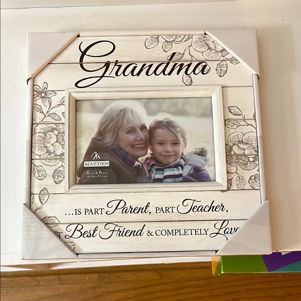 Malden White Floral Grandma Picture Frame